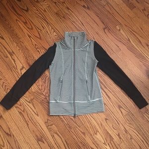Lululemon striped zip up with high collar size 8